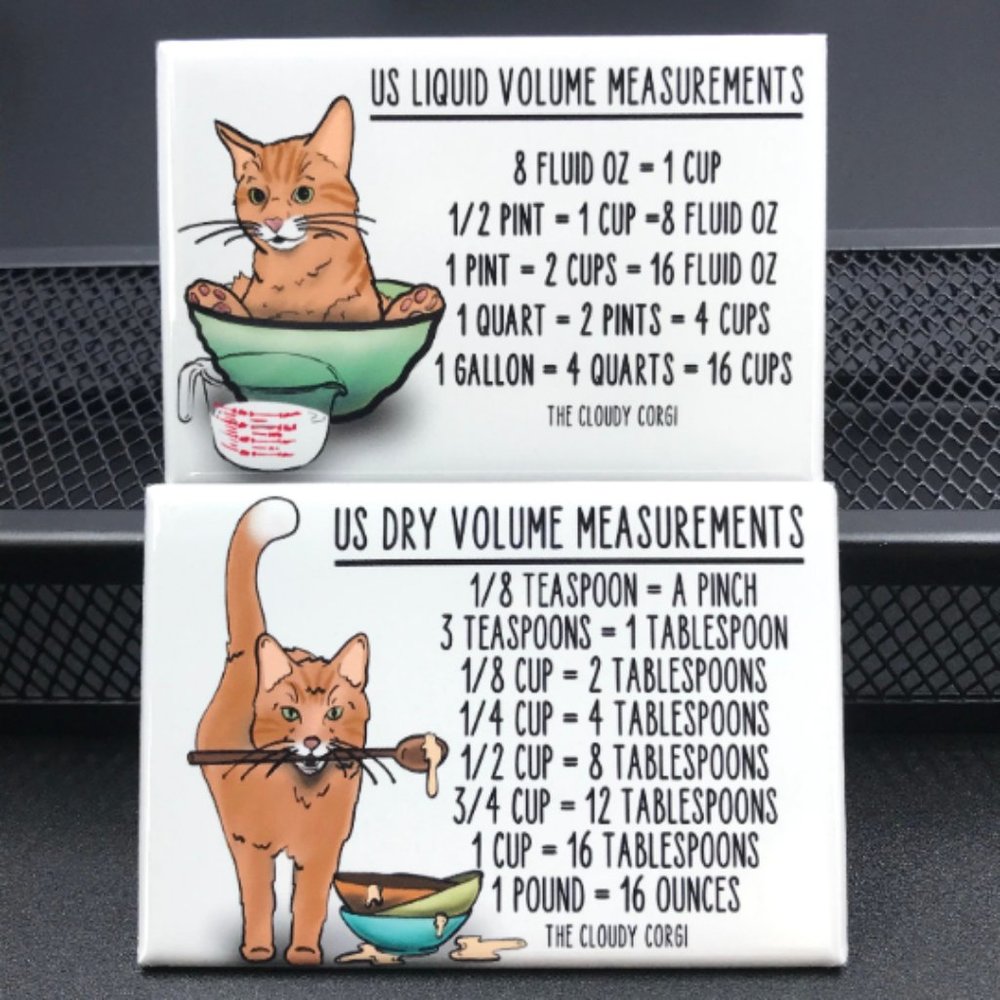 Orange Tabby Cat Kitchen Measurement Chart Set
